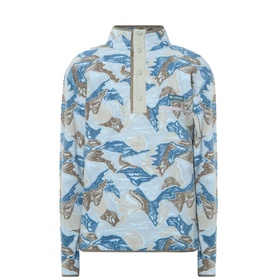 Helvetia Half-Buttoned Logo Printed Fleece Sweatshirt