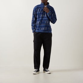 Helvetia Half-Buttoned Logo Printed Fleece Sweatshirt