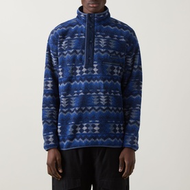 Helvetia Half-Buttoned Logo Printed Fleece Sweatshirt