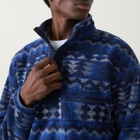 Helvetia Half-Buttoned Logo Printed Fleece Sweatshirt