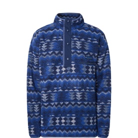 Helvetia Half-Buttoned Logo Printed Fleece Sweatshirt