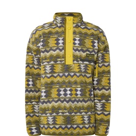 Helvetia Half-Buttoned Logo Printed Fleece Sweatshirt
