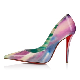 Christian Louboutin multicolour tie-dye patent leather pointed-toe pump with stiletto heel and signature red sole