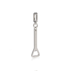 Christian Louboutin silver-tone bottle opener charm with carabiner clip and engraved logo detail
