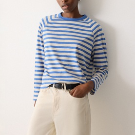 Striped Raglan Long-Sleeved Top