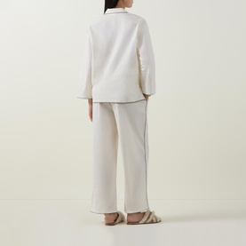 Contrast Piping Pyjama Set