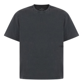 Edwin Axiom Logo T-Shirt in dark grey, crew neck, short sleeves, straight hem, embroidered logo, garment-dyed finish