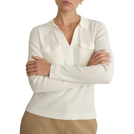 Meredith Ribbed Polo Sweater