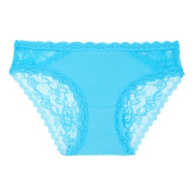 Stripe & Stare Lace Original Briefs in cerulean with floral lace trim waistband and sheer lace side panels