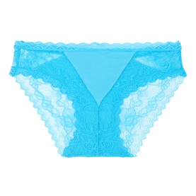 Stripe & Stare Lace Original Briefs in Cerulean with sheer lace panels, elasticated waistband and medium coverage cut.
