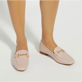 Grained Suede Metal Trim Loafers