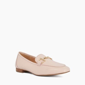 Grained Suede Metal Trim Loafers
