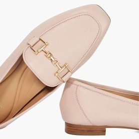 Grained Suede Metal Trim Loafers