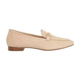 Grained Suede Metal Trim Loafers