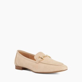 Grained Suede Metal Trim Loafers