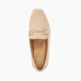 Grained Suede Metal Trim Loafers