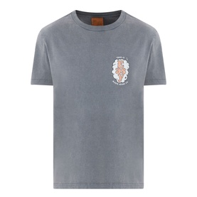 Nudie Jeans Roy Take It Easy Logo T-Shirt in Anthracite, crew neck, short sleeves, chest logo graphic, washed finish