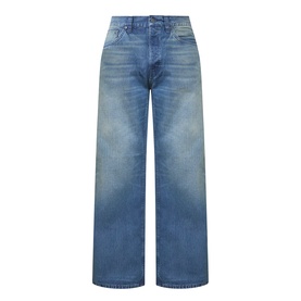 Nudie Jeans 3049 loose jeans in Blue Painter, wide-leg cut with faded wash and five-pocket styling