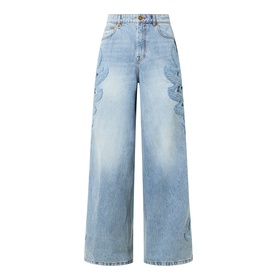 Alchemy Appliqu&eacute; High-Rise Wide Leg Jeans