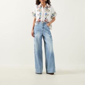 Alchemy Appliqu&eacute; High-Rise Wide Leg Jeans