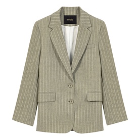 Pinstripe Single-Breasted Suit Jacket