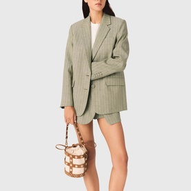 Pinstripe Single-Breasted Suit Jacket