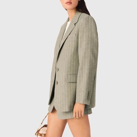 Pinstripe Single-Breasted Suit Jacket