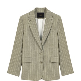 Pinstripe Single-Breasted Suit Jacket