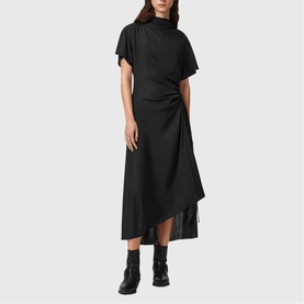 Rosie Cowl Ruched Flared Dress