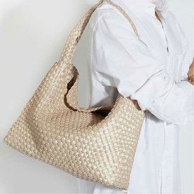 Deliberate L Woven Shoulder Bag