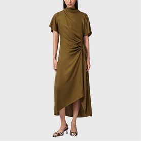 Rosie Cowl Ruched Flared Dress