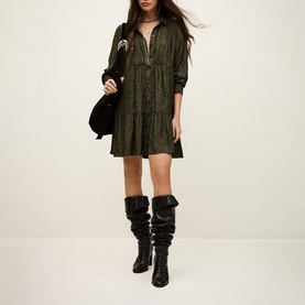 Rosyna Pleated Mini Shirt Dress