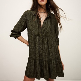 Rosyna Pleated Mini Shirt Dress