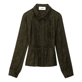 Riata Animal Jacquard Pleated Shirt