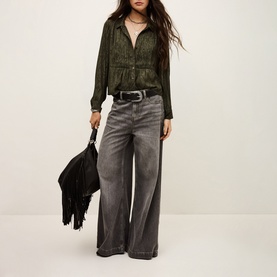 Riata Animal Jacquard Pleated Shirt