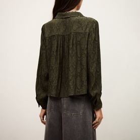 Riata Animal Jacquard Pleated Shirt