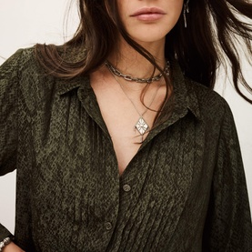 Riata Animal Jacquard Pleated Shirt