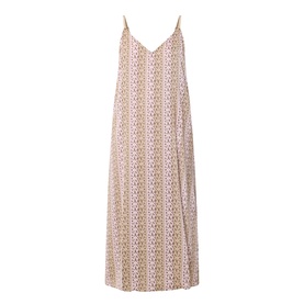 DKNY Dusky Green Logo Stripe Chemise, midi length with V-neck, thin straps and vertical stripe print pattern