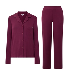 Notched Collar Long-Sleeved Pyjama Set
