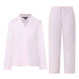 Lauren pink pyjama set with long-sleeve revere collar shirt and drawstring trousers, cotton-viscose blend
