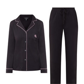 Solid Monogram Long Pyjama Set