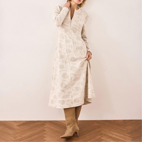 Zip Jacquard Flared Dress