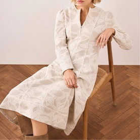 Zip Jacquard Flared Dress