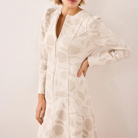 Zip Jacquard Flared Dress