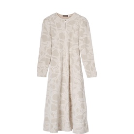 Zip Jacquard Flared Dress