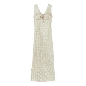 Printed Tie Front Flared Dress