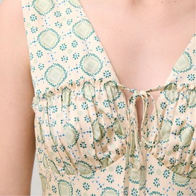 Printed Tie Front Flared Dress