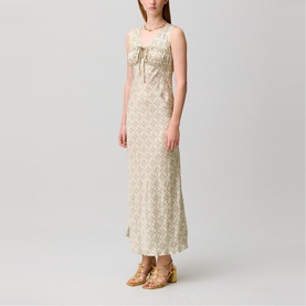 Printed Tie Front Flared Dress
