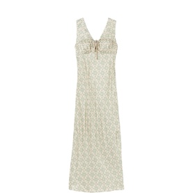 Printed Tie Front Flared Dress