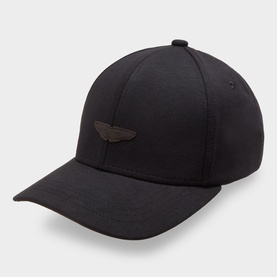 Boss Black Casual Zef Suede Logo Baseball Cap in black with tonal suede Wings logo patch, six-panel construction and peaked visor